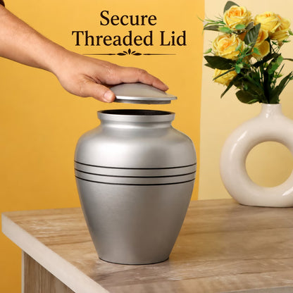 Memorials Cremation Urns for Human Ashes Cremation Urn Funeral Urns for Adult Female & Male Decorative Burial Urn Holds Large up to 220 lbs (Silver Black) - ALPHA Living HOME