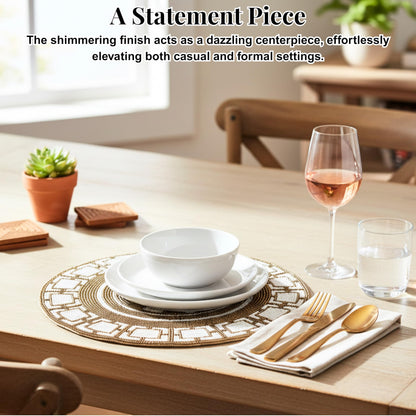 ALPHA Living HOME Round Beaded Placemat – Brown & White, Set of 1