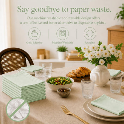 Alpha Living Home Cotton Cloth Napkins, Green, 18x18 in, Set of 12