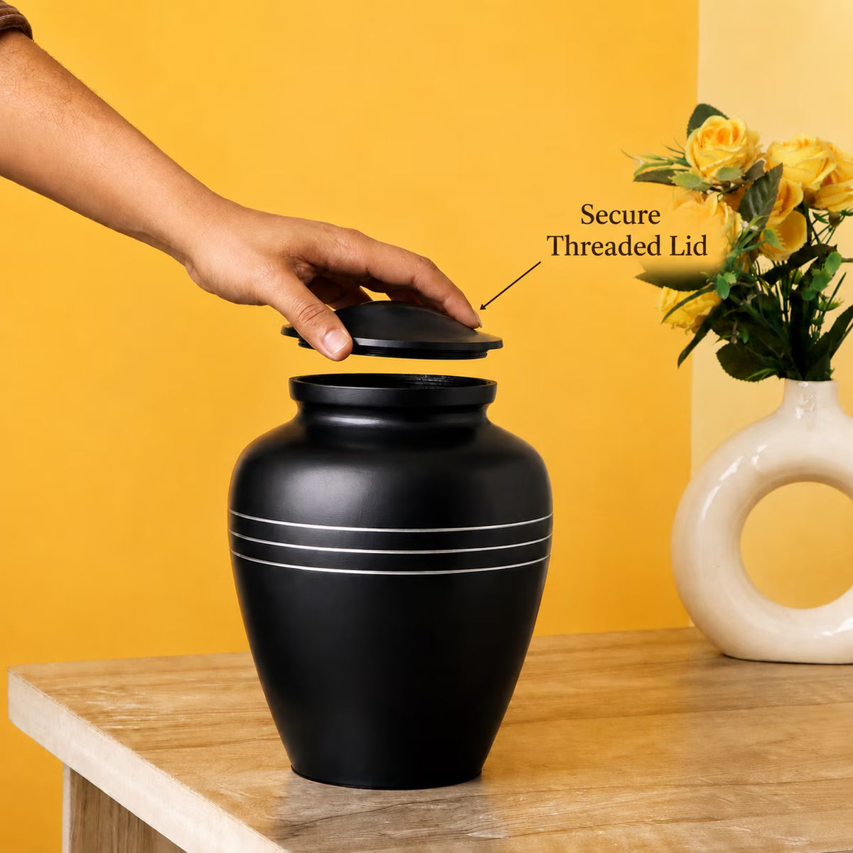 Memorials Cremation Urns for Human Ashes Cremation Urn Funeral Urns for Adult Female & Male Decorative Burial Urn Holds Large up to 220 lbs (Black Silver) - ALPHA Living HOME