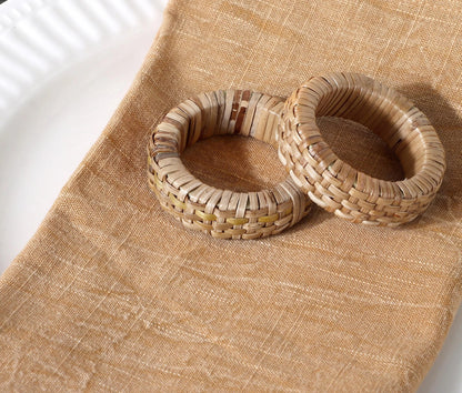 ALPHA Living HOME Decorative Napkin Rings Set of 12 - Handmade Rattan Napkin Holders - Cane Serviette Rings for Table Decor - Bulk Pack for Parties, Weddings, Dinners, Family Gatherings (Natural)