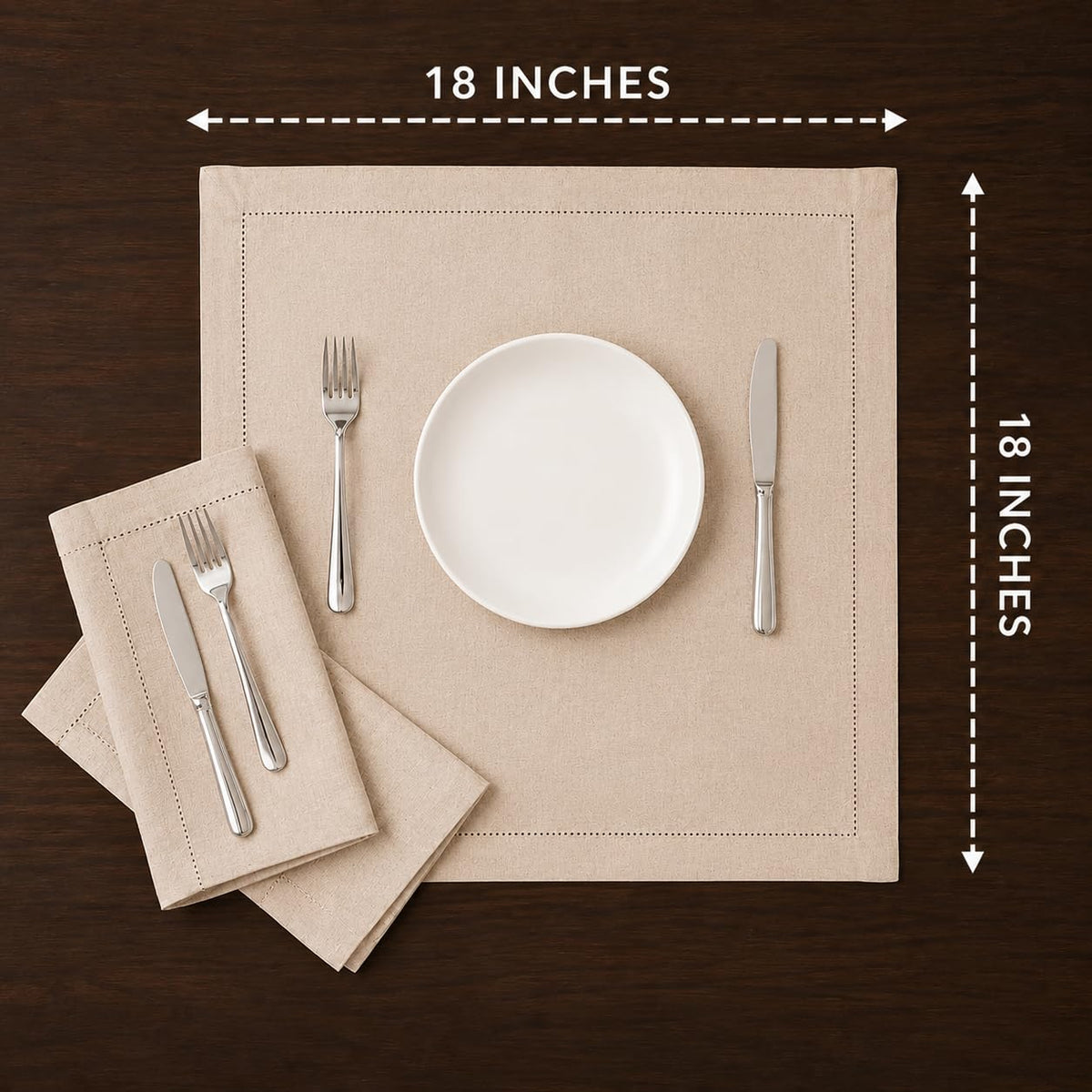 Alpha Living Home Linen Cloth Napkins, Natural, 18x18 in, 12-Pack