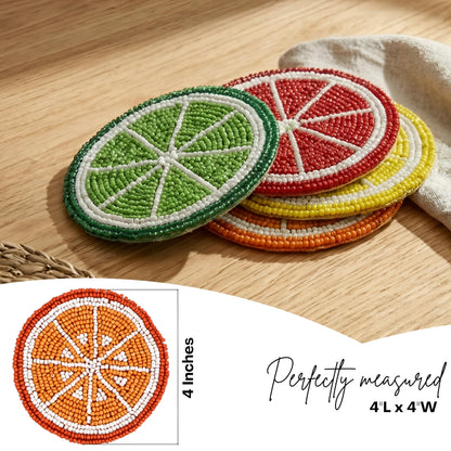 Glass Beads Coasters for Drinks - 12 Pcs Round 4 inch Drink Coaster Thick Absorbent Heat-Resistan - Used for Cold Hot Beverages Glasses Mugs Cups Plants Apartment Decor Bar Table - ALPHA Living HOME