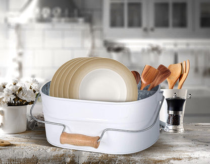 Alpha Living Home 4-Compartment Flatware Caddy - Metal Cutlery Holder Silverware & Condiment Organizer - Perfect for Kitchen, Dining, and Picnics (White)