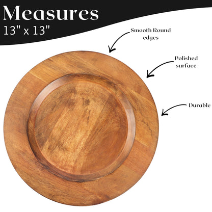 Alpha Living Home Wood Charger Plate Set of 2 – Brown, 13 inch