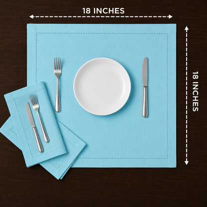 Alpha Living Home Cotton Cloth Napkins, Light Blue, Set of 12