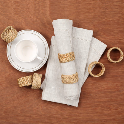 Alpha Living Home Rattan Napkin Rings, Natural Tan, Set of 12