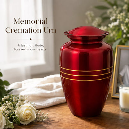 Memorials Cremation Urns for Human Ashes Cremation Urn Funeral Urns for Adult Female & Male Decorative Burial Urn Holds Large up to 220 lbs (Maroon Gold) - ALPHA Living HOME
