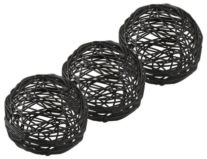 Alpha Living Home Black Metal Decorative Balls Set of 3, Modern Table Orbs-Black Sable