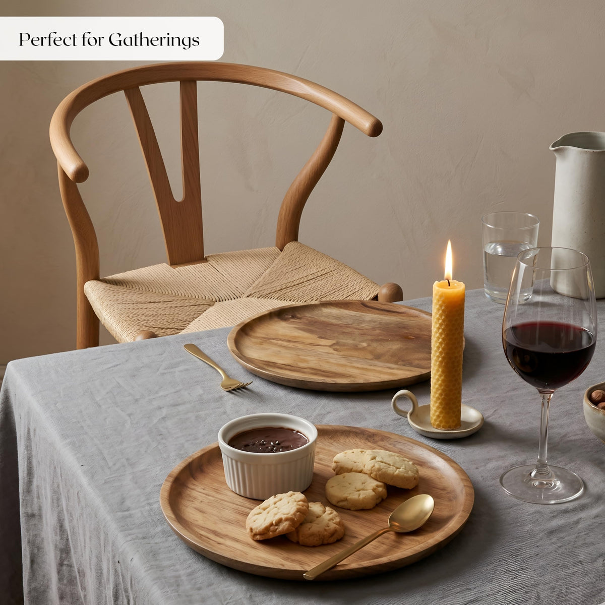 Alpha Living Home Wooden Charger Plates, Natural, 13 in, Set of 2