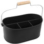 Alpha Living Home 4 Compartment Metal Flatware Caddy Silverware & Condiment Holder Cutlery Organizer Flatware Organizer - Perfect for Kitchen, Dining, and Picnics (Black)