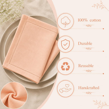 Alpha Living Home Cotton Cloth Napkins, 18x18 in, 12-Pack, Petal Peach