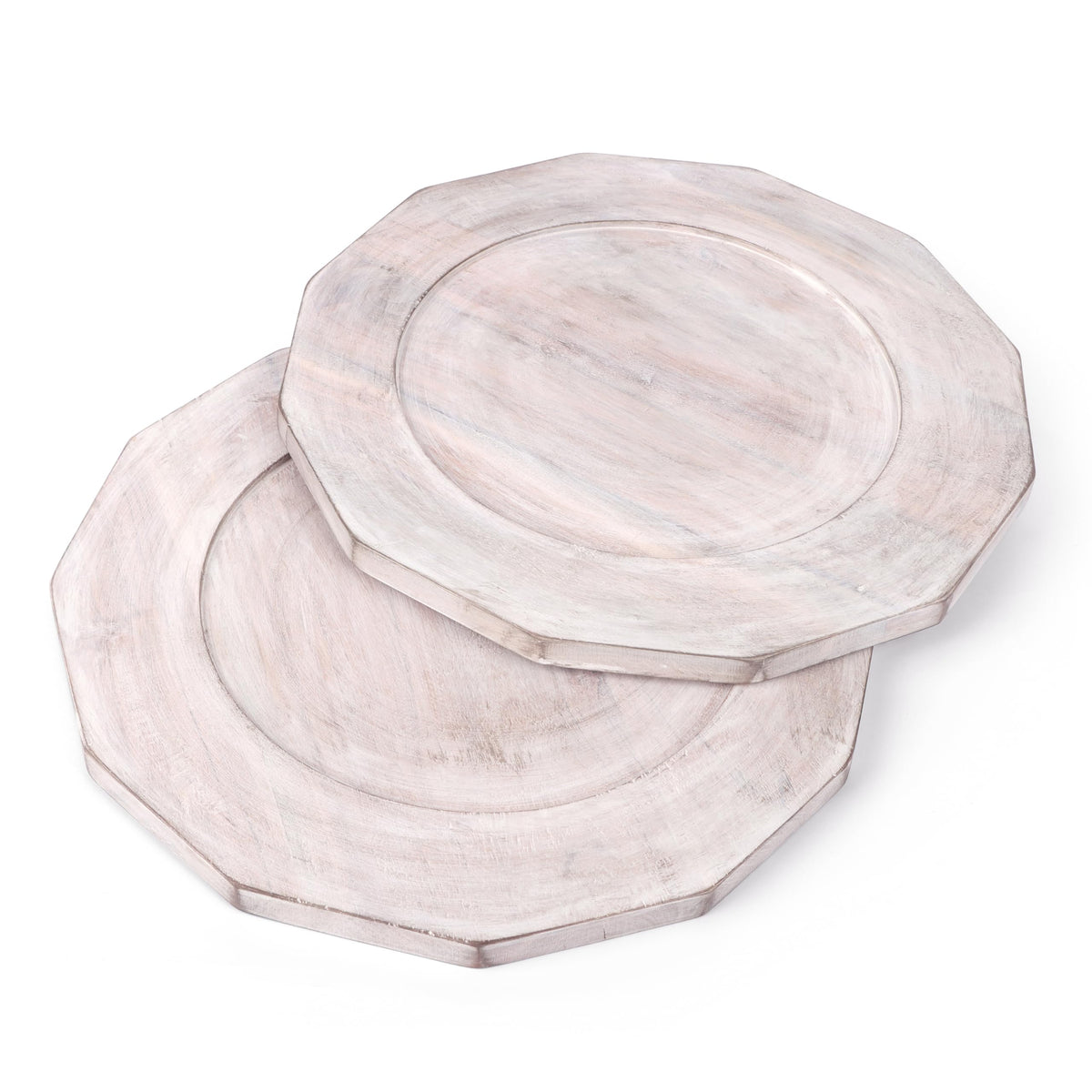 Alpha Living Home Acacia Wood Plates Set of 2 Round Wooden Dinner Plates, Charger Serving Tray Lightweight, Natural Dinnerware Dishes for Steak, Snack, Dessert, Cake, Housewarming - White Pecan