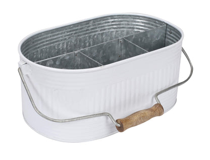 Alpha Living Home White Silverware Organizer, Farmhouse Cutlery Holder Tray