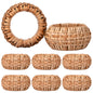 Natural Cane Napkin Rings Set of 8, Handwoven Table Decor, Bohemian Coastal Napkin Holders for Rustic Dining & Tropical Vibes - Sleek for Everyday Use (Brown) - ALPHA Living HOME