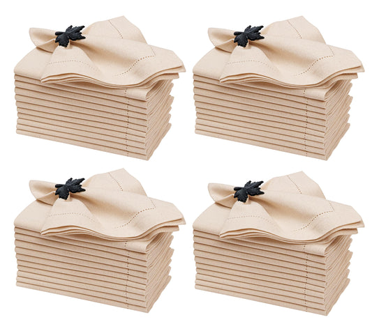 Alpha Living Home Linen Flax Cotton Dinner Napkins, Set of 48