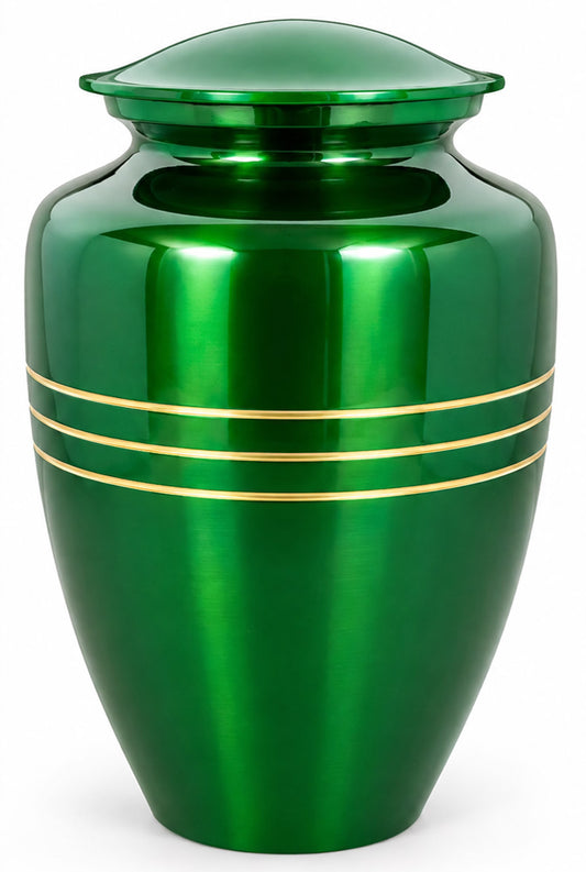 Memorials Cremation Urns for Human Ashes Cremation Urn Funeral Urns for Adult Female & Male Decorative Burial Urn Holds Large up to 220 lbs (Green Gold) - ALPHA Living HOME