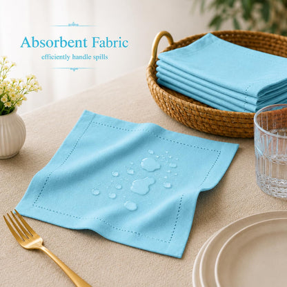 Alpha Living Home Cotton Cloth Napkins, Light Blue, Set of 12