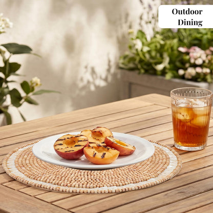 Alpha Living Round Woven Placemats, Ivory Light Brown, Set of 2