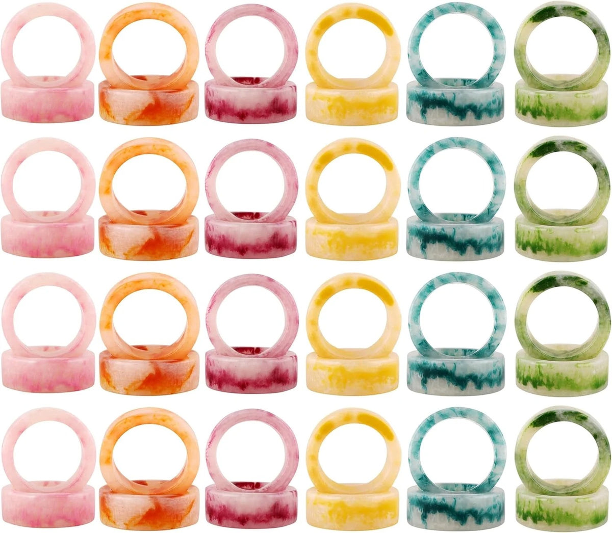 Unique Artisan Resin Napkin Rings Set of 48, Luxurious Modern Table Decor, High-End Designer Napkin Holders for Sophisticated Dining, Everyday Use & Outdoor Dining (Pastel) - ALPHA Living HOME