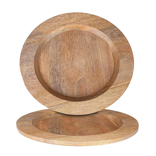 Alpha Living Home Wood Charger Plates, 13 in Round, 2-Pack