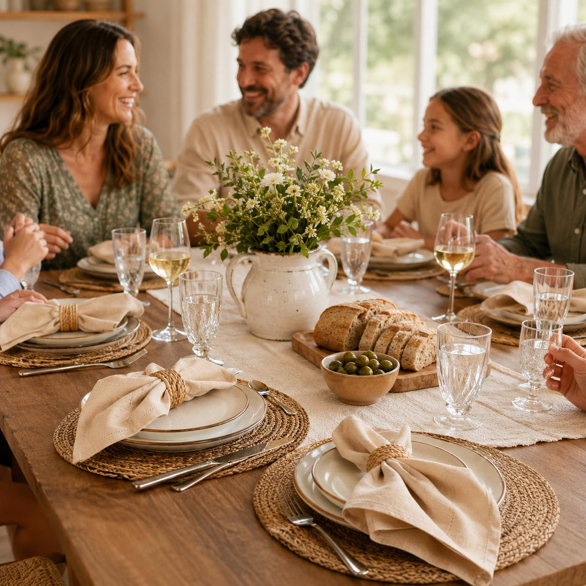 Alpha Living Home Linen Cloth Napkins, Natural, 18x18 in, 12-Pack