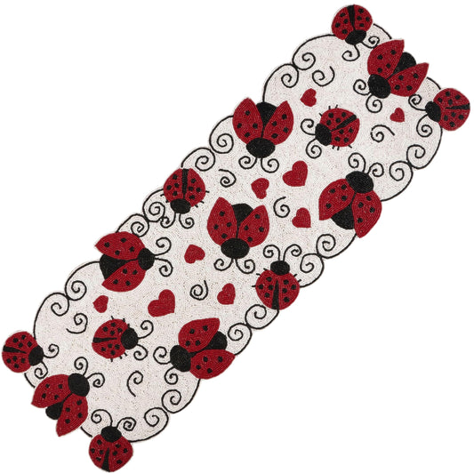 Beaded Table Runner 13 x 36 Inch - Handmade Glass Bead Decorative Runner for Dining Table, Coffee Table, Farmhouse, Wedding, Holiday & Everyday Centerpiece Decor, Garnet Black