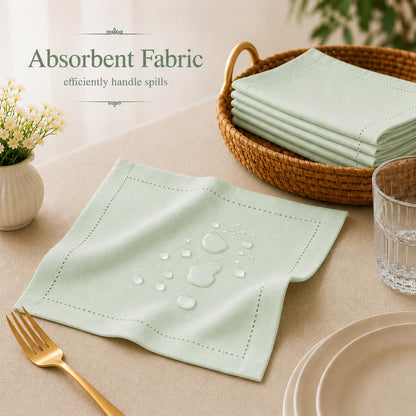 Alpha Living Home Cotton Cloth Napkins, Green, 18x18 in, Set of 12