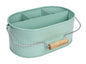 Alpha Living Home Farmhouse Utensil Caddy Carry-All Serveware-Galvanized Metal Organizer for Kitchen Counter-Comfort Wooden Handle In/Outdoor Storage For Flatware,Condiments,Party Cutlery,Arts-TEAL