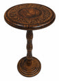 Alpha Living Carved Wooden Round Pedestal Accent Table