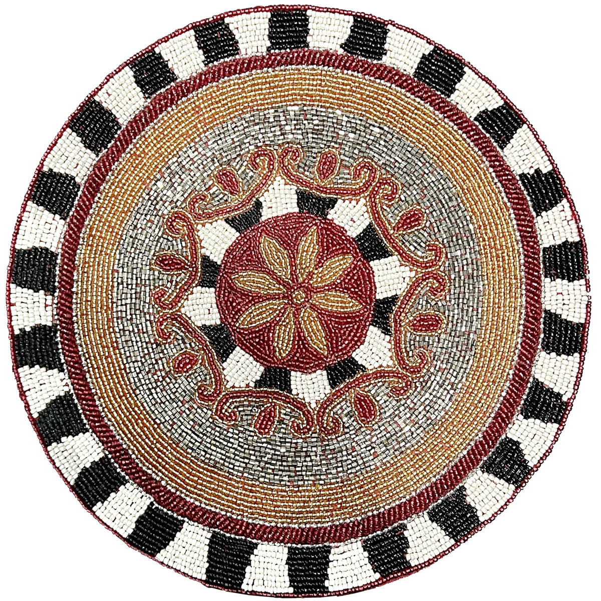 Alpha Living Home 13-Inch Round Beaded Placemat, Set of 1