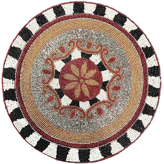 Alpha Living Home 13-Inch Round Beaded Placemat, Set of 1