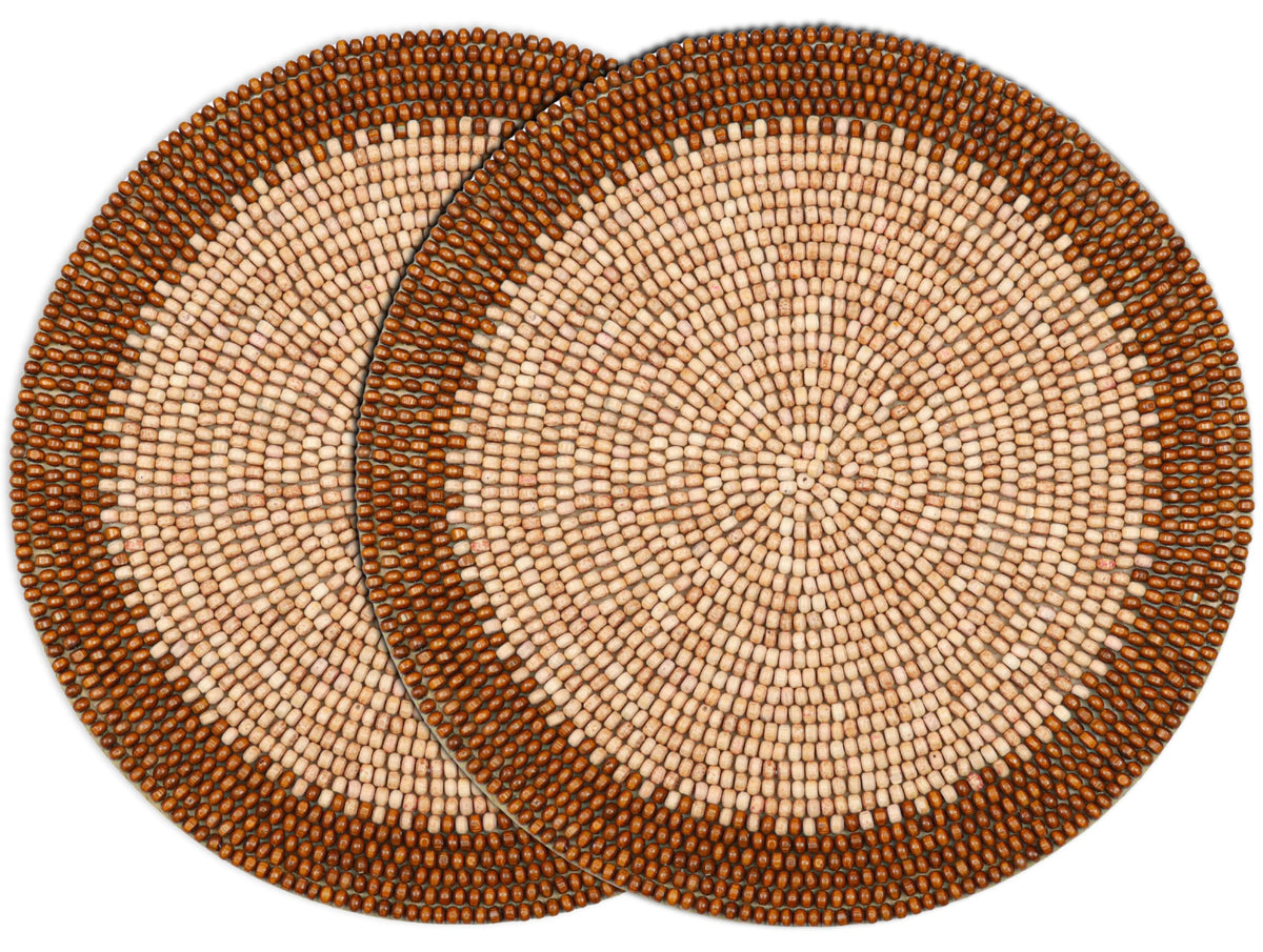 Alpha Living Round Woven Placemats, Dark Brown Light Brown, Set of 2