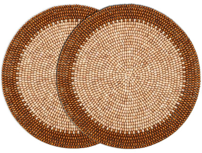 Alpha Living Round Woven Placemats, Dark Brown Light Brown, Set of 2