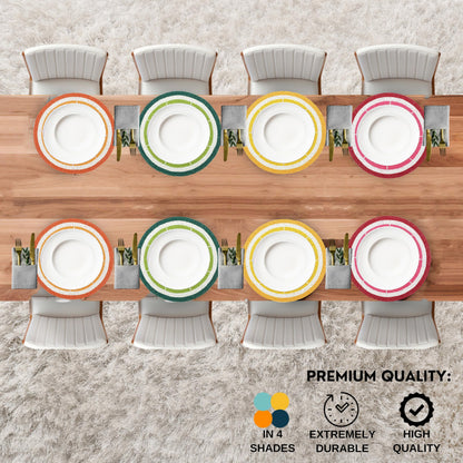 ALPHA Living HOME Beaded Charger Placemats – Handmade Round Glass Bead Table Mats, Set of 4 (Multi)