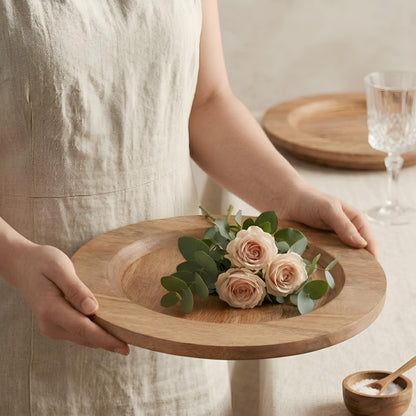 Alpha Living Home Wood Charger Plates, 13 in Round, 2-Pack