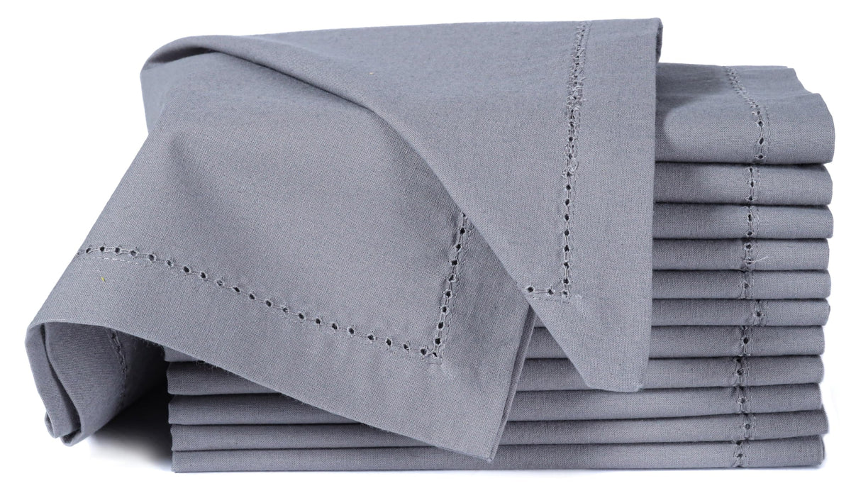 Alpha Living Home Grey Cotton Cloth Napkins, Set of 12