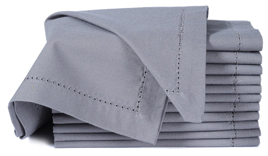 Alpha Living Home Grey Cotton Cloth Napkins, Set of 12
