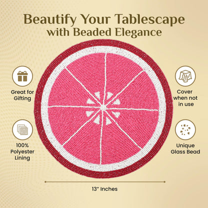 ALPHA Living HOME Beaded Charger Placemats – Handmade Round Glass Bead Table Mats, Set of 4 (Multi)