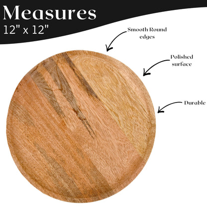 Alpha Living Home Mango Wood Charger Plates, 12 in, 2-Pack