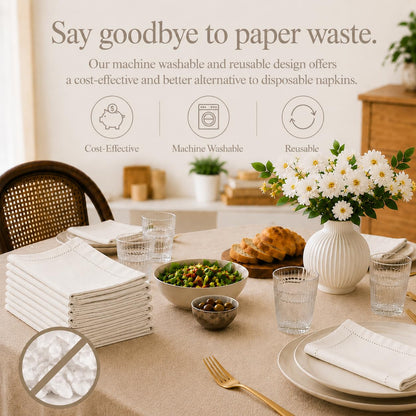 Alpha Living Home Cotton Cloth Napkins, Off White, 18x18 in, Set of 12