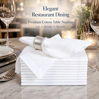Alpha Living Home White Cloth Napkins, 20x20 in, 12-Pack