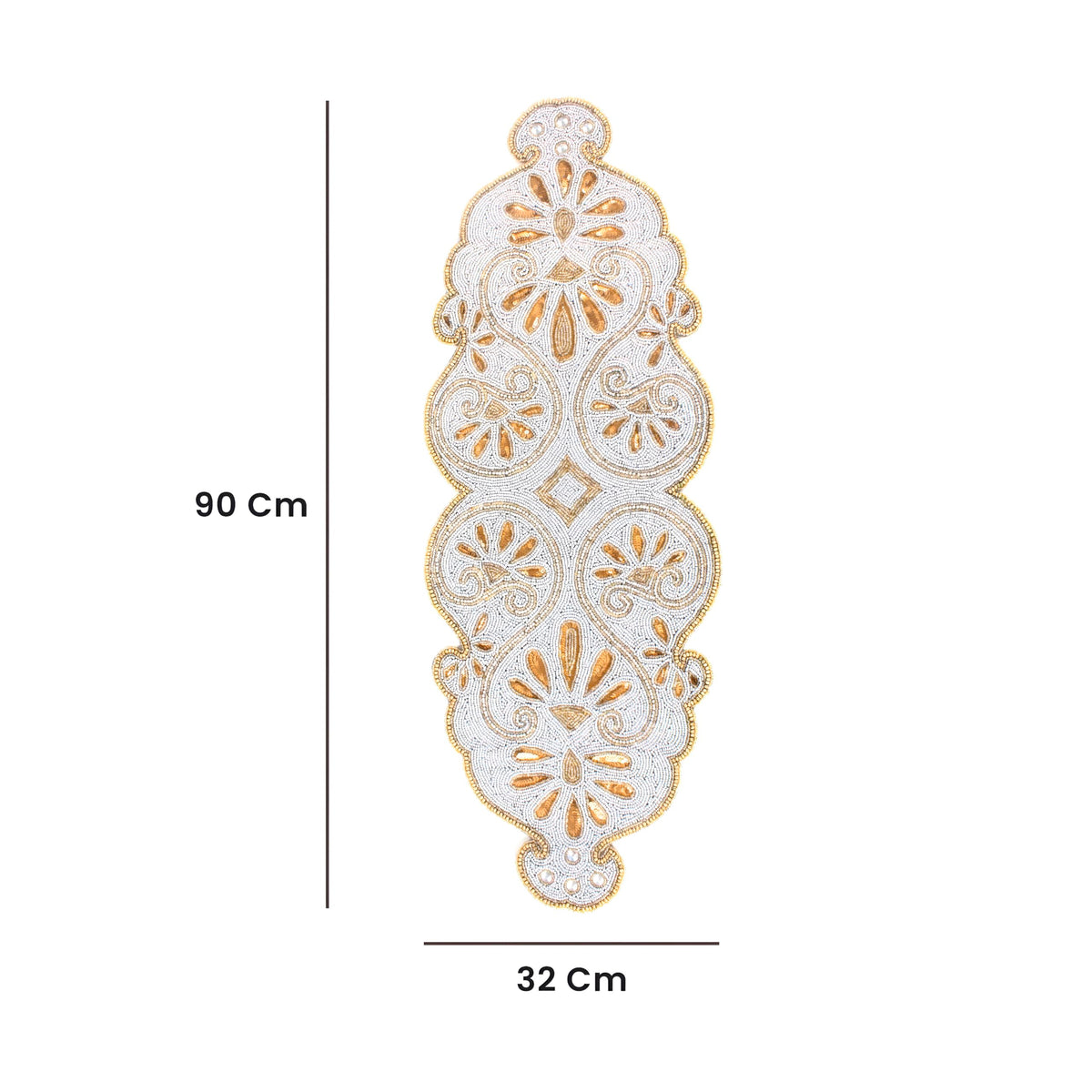 Beaded Runner 36 inch - 13x36 Inch Handmade Glass Bead & Polyester Décor Elegant Dining & Coffee Table Accent -Perfect for Weddings Holidays Farmhouse & Home (Gold Silver) - ALPHA Living HOME