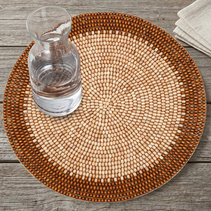 Alpha Living Round Woven Placemats, Dark Brown Light Brown, Set of 2
