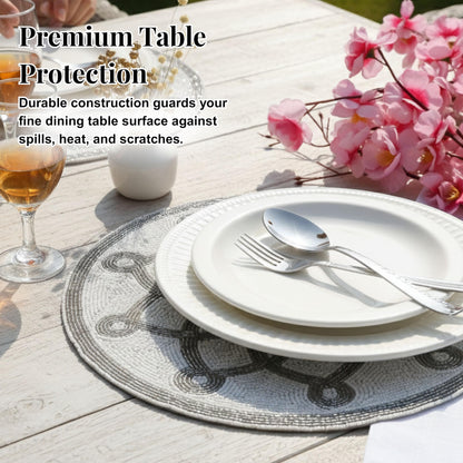 ALPHA Living HOME Beaded Placemats – Silver & White, Set of 2