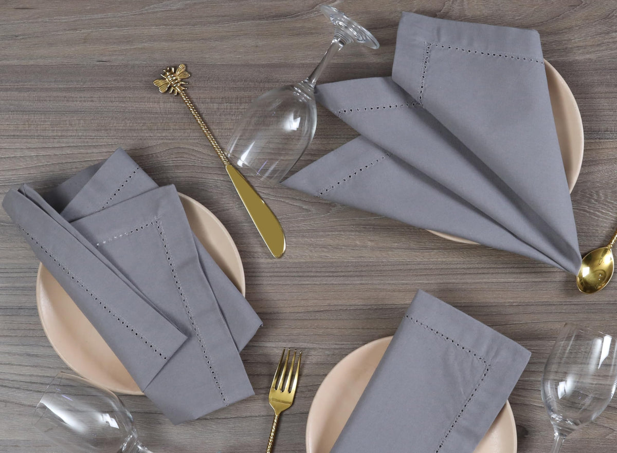 Alpha Living Home Grey Cotton Cloth Napkins, Set of 12