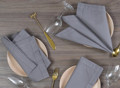 Alpha Living Home Grey Cotton Cloth Napkins, Set of 12