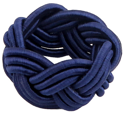 12 Pcs Woven Napkin Rings, Handmade Rustic Farmhouse Nautical Napkins Ring for Festives Gathering Banquet Wedding Birthday Table Decor Everyday Dining Decor (Navy Blue) - ALPHA Living HOME