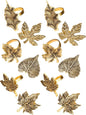 Alpha Living Home Gold Leaf Napkin Rings, Set of 12