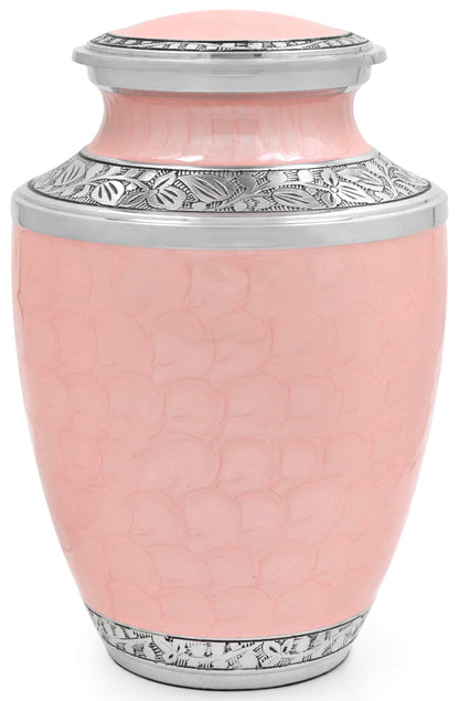 ALPHA Living HOME Cremation Urn for Women Decorative Urn for Human Ashes Woman Men Large up to 220 lbs Decorative Memorial Funeral Burial Urn for Ashes Male Female Dad Mom (Pink Silver)